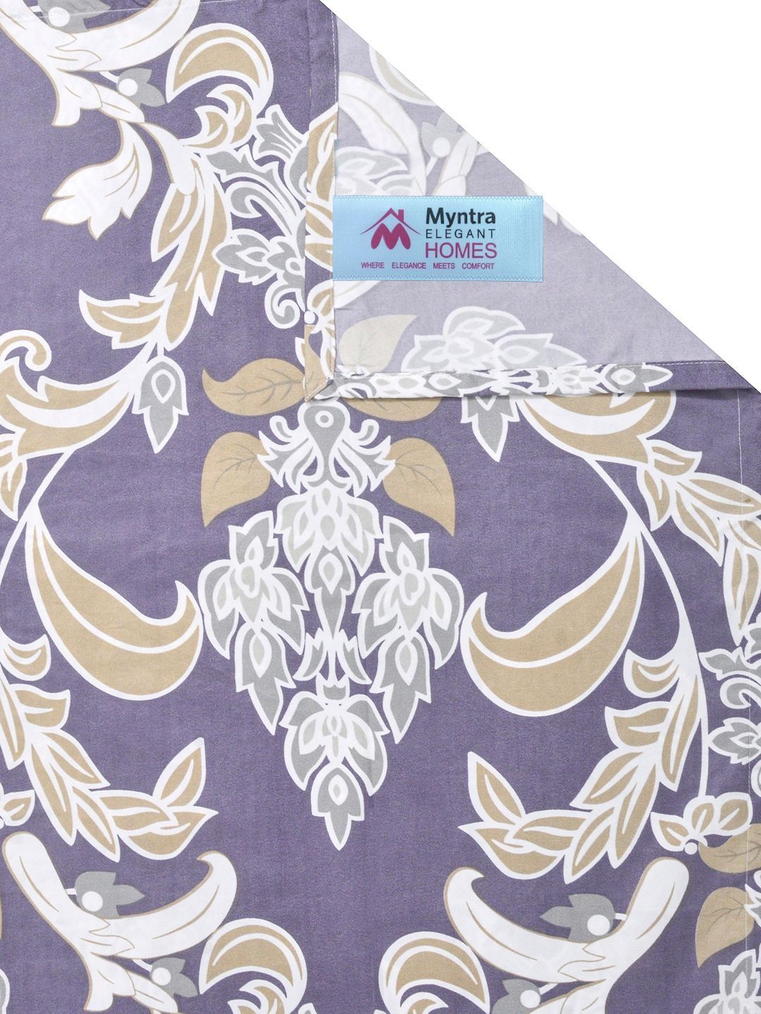 Myntra Elegant Homes Purple Floral 300 TC King Double Bedsheet with 2 Pillow Covers