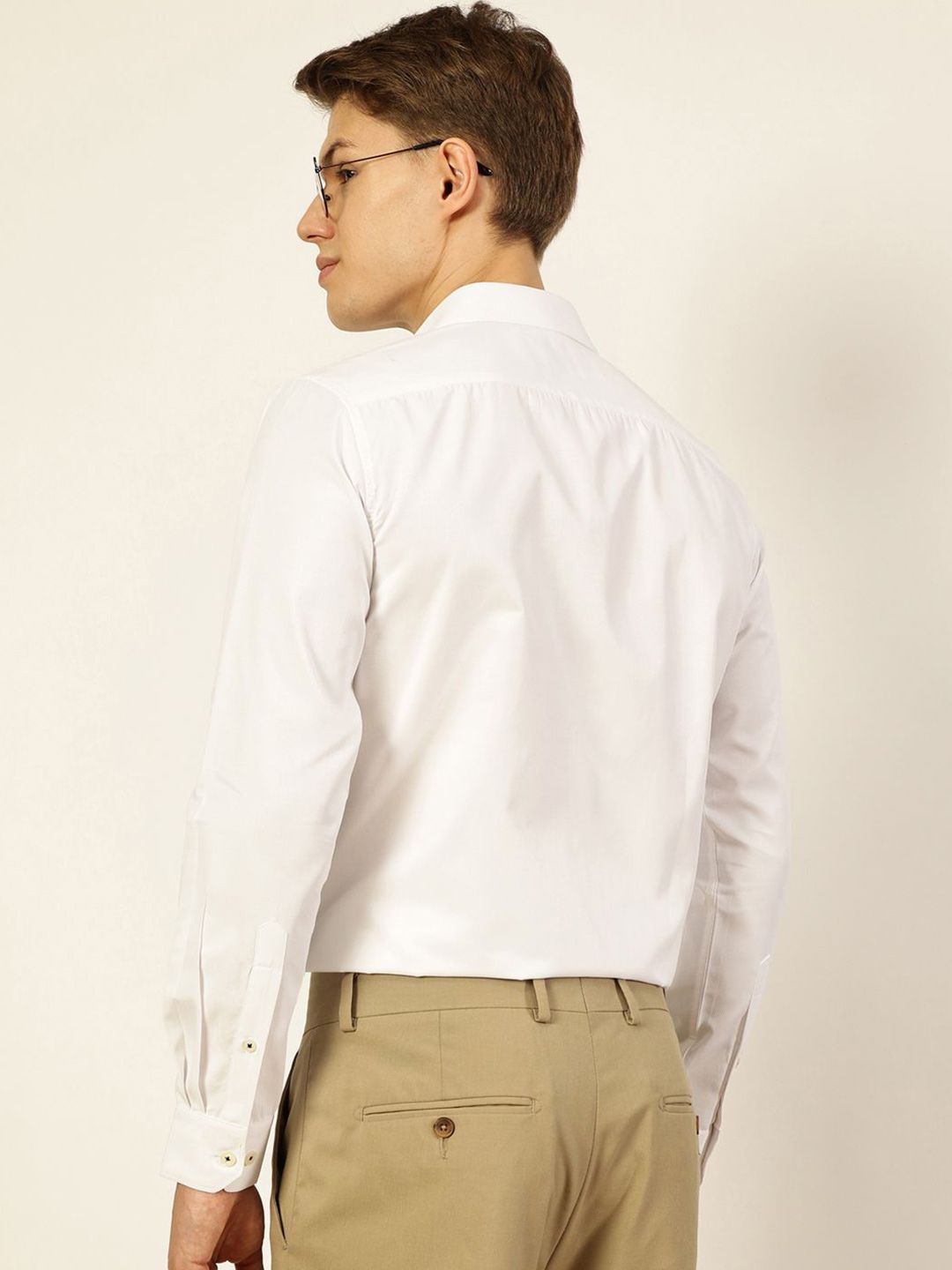 Thomas Scott Men Smart Cutaway Collar Solid Cotton Formal Shirt