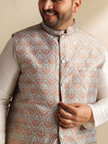 SOJANYA PLUS Woven Design Jacquard Silk Nehru Jacket