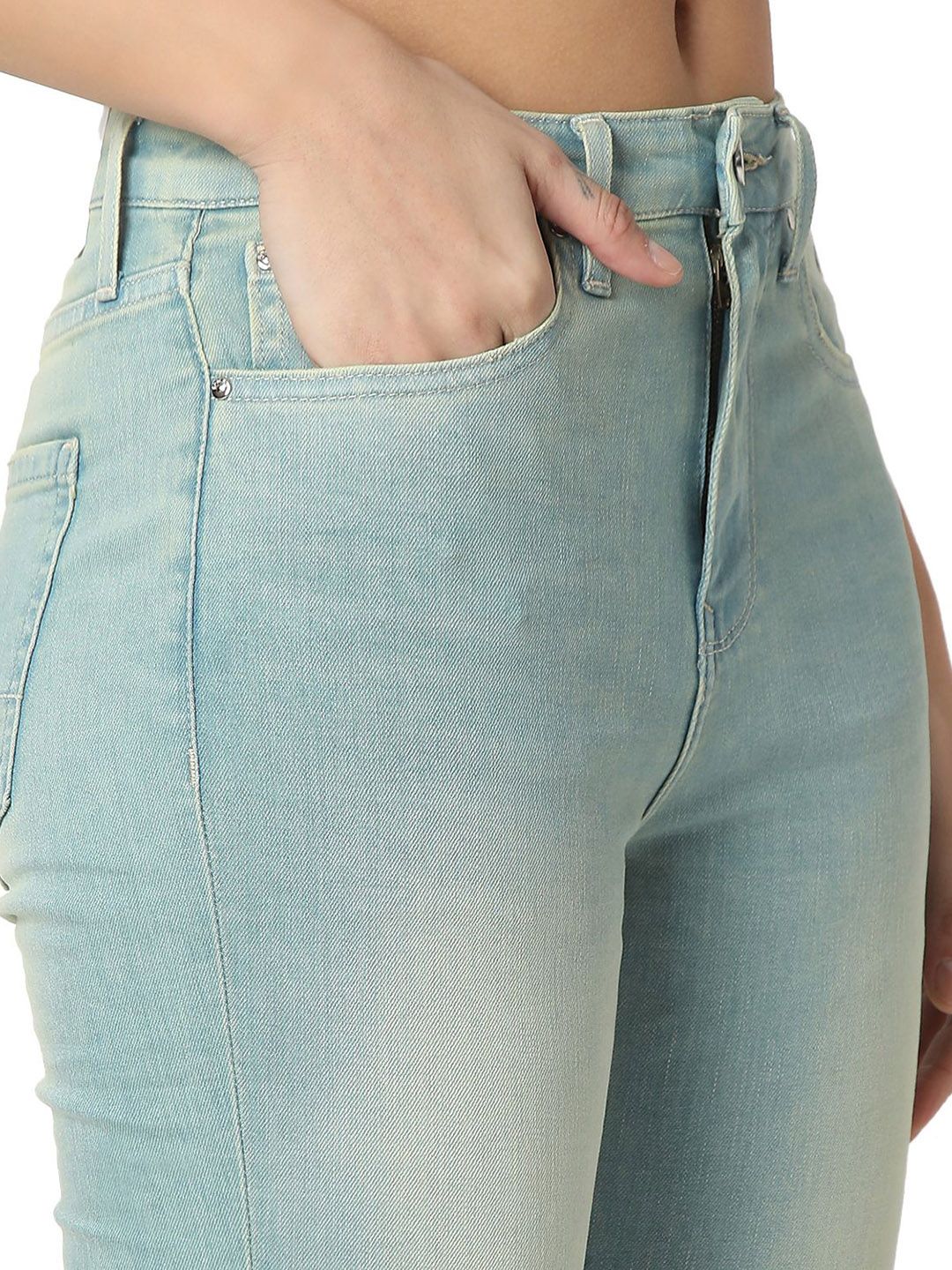 SPYKAR Women High-Rise Mildly Distressed Light Fade Jeans
