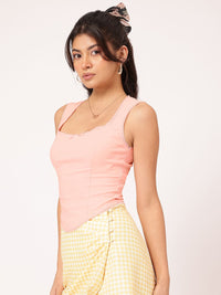DressBerry Petal Kiss Lace-Trim Corset-Like Paneled Top
