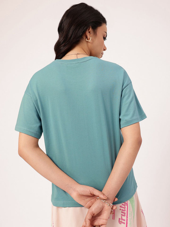 DressBerry Embracing-Serenity Slang Printed Drop-Shoulder Relaxed Tee