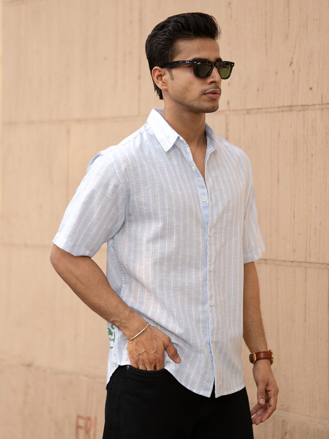 Powerlook Men Striped Oversized Drop-Shoulder Sleeves Casual Shirt