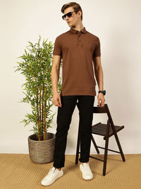 Thomas Scott Men Solid Polo Collar Pure Cotton T-shirt