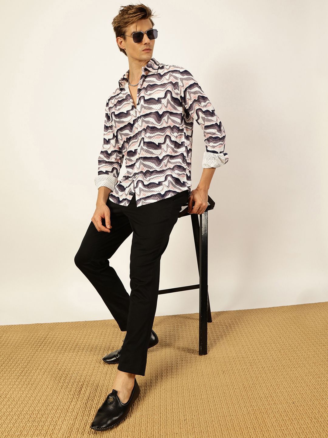 Thomas Scott Men Premium Slim Fit Opaque Printed Casual Shirt