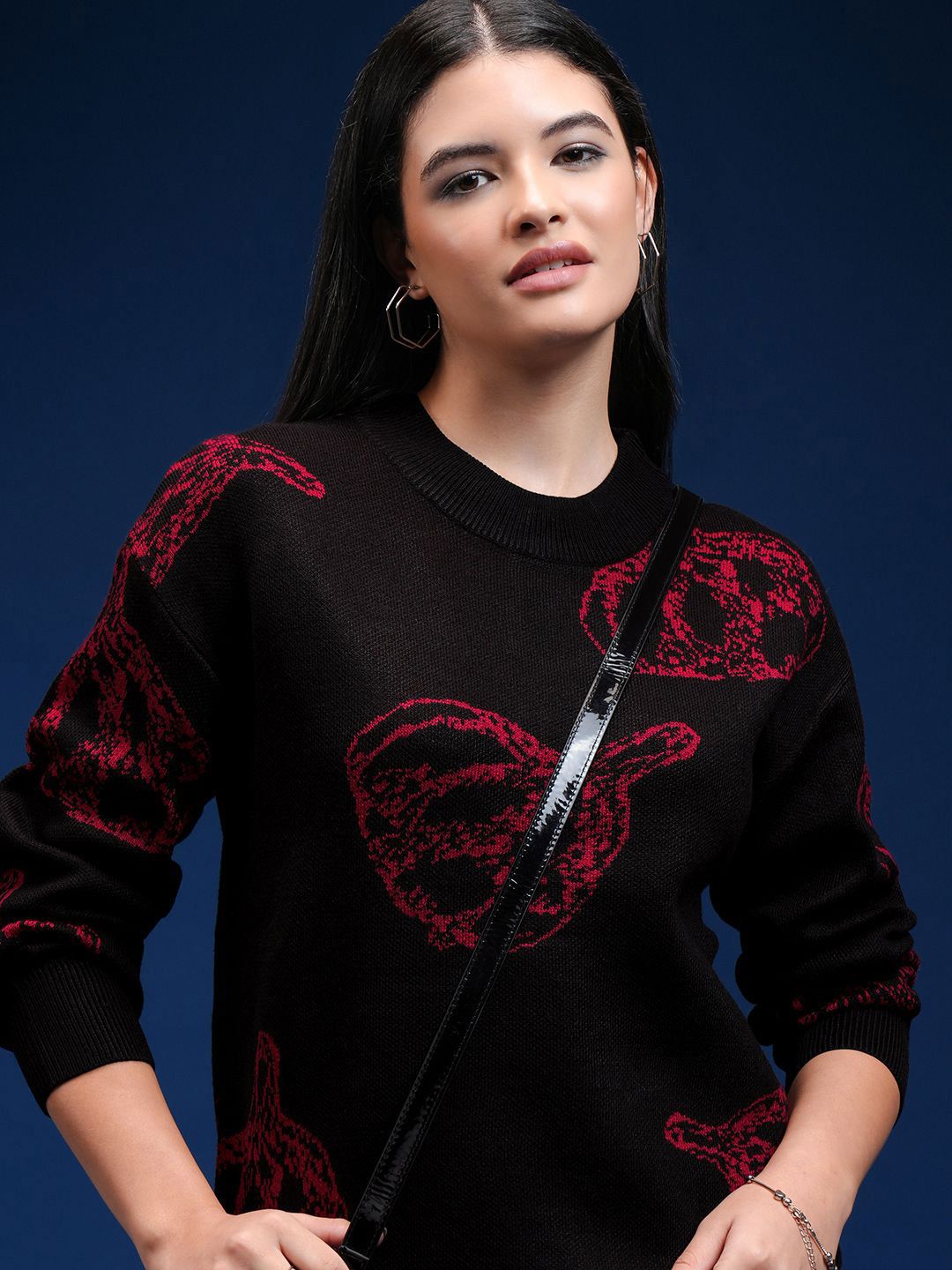 Tokyo Talkies Women Printed Round Neck Long Sleeves Pullover