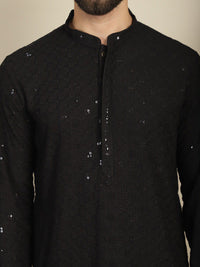 Anouk Ethnic Motifs Sequinned Pure Cotton Straight Kurta