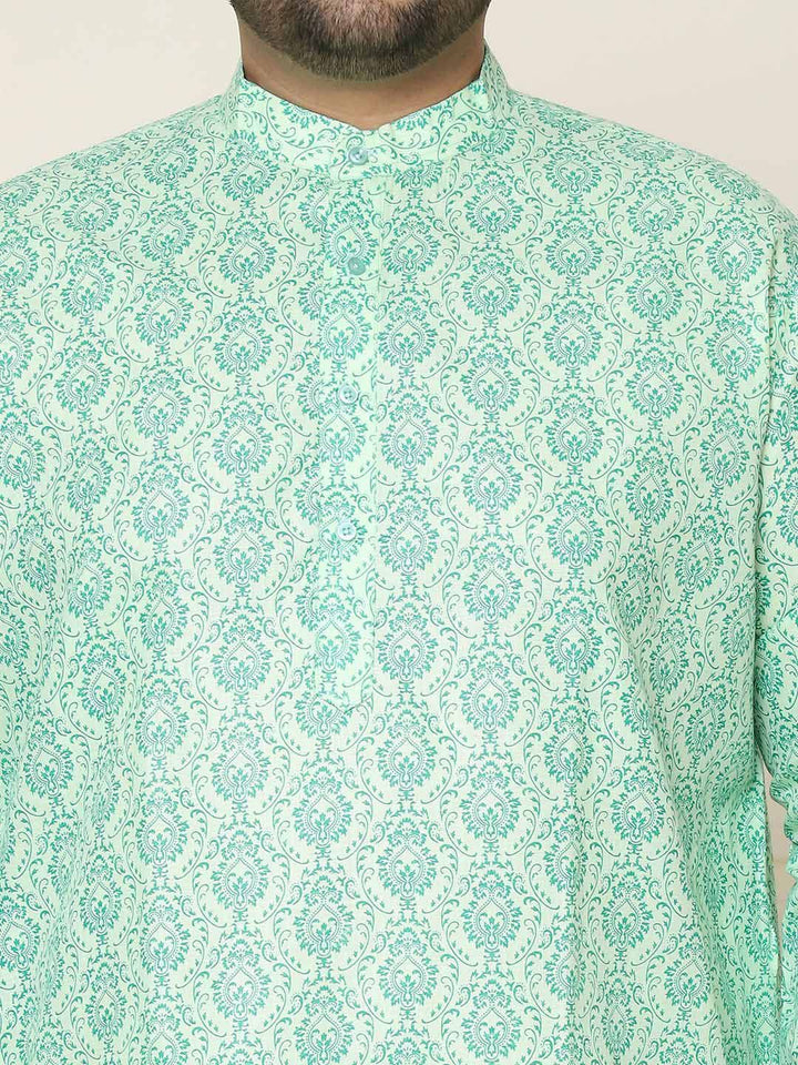 SOJANYA PLUS Saiz Motif Etnik Kolar Jalur Kurta Lurus