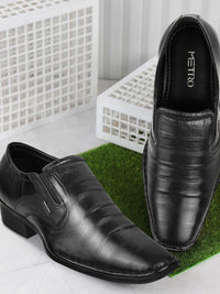 Metro Men Textured Formal Slip On Shoes