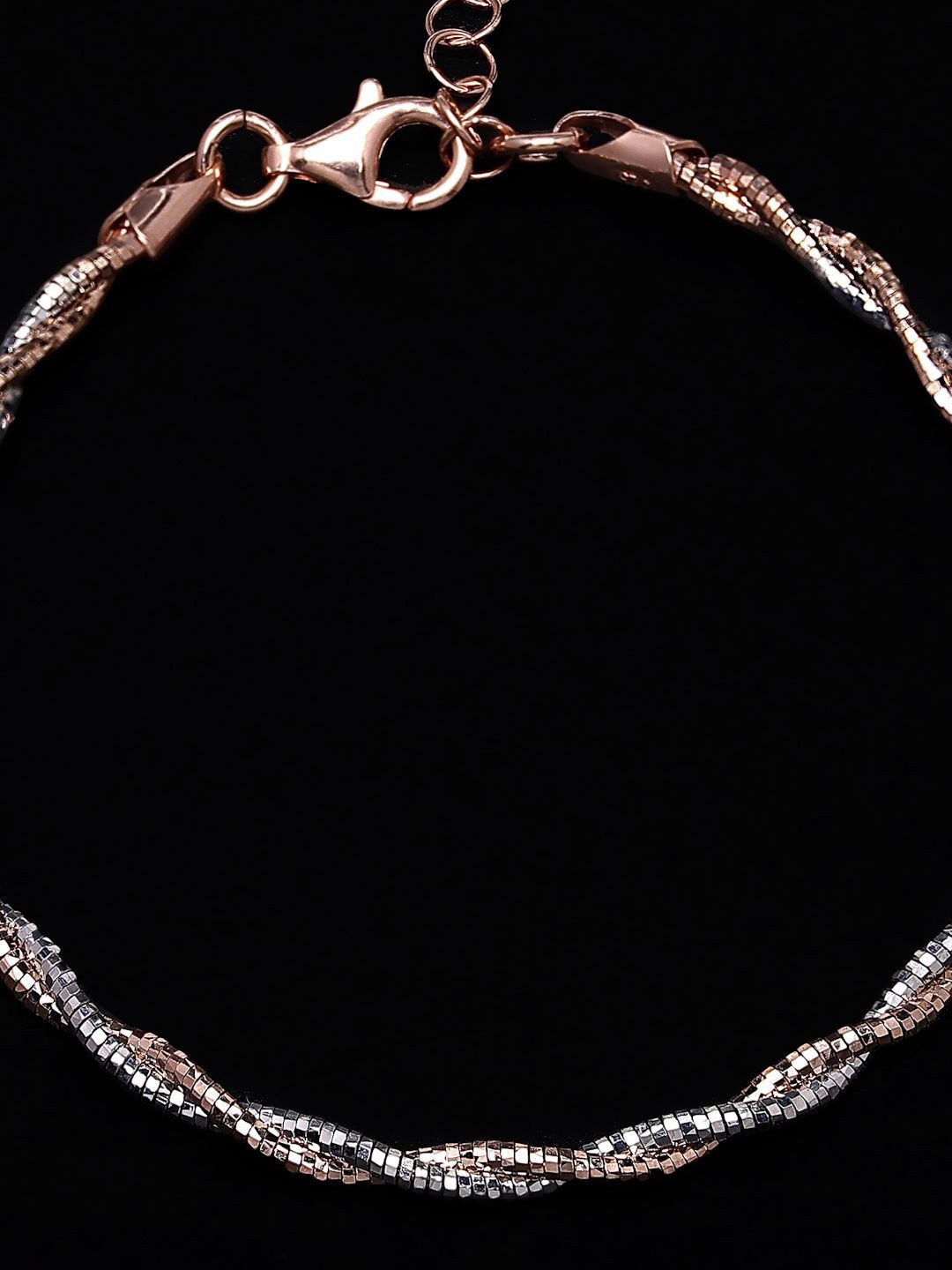 PANASH 925 Sterling Silver Rose Gold & Rhodium-Plated Twisted Chain Bracelet