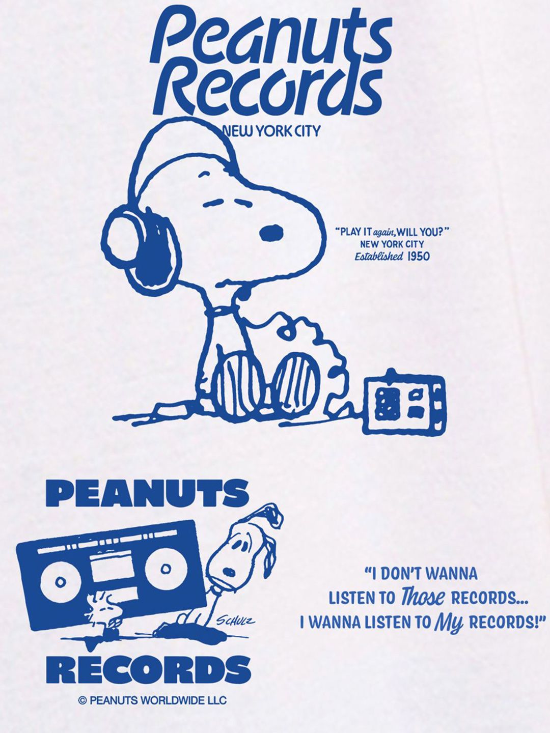 Bewakoof Official Peanuts Merchandise Men Snoop Record Graphic Printed T-shirt