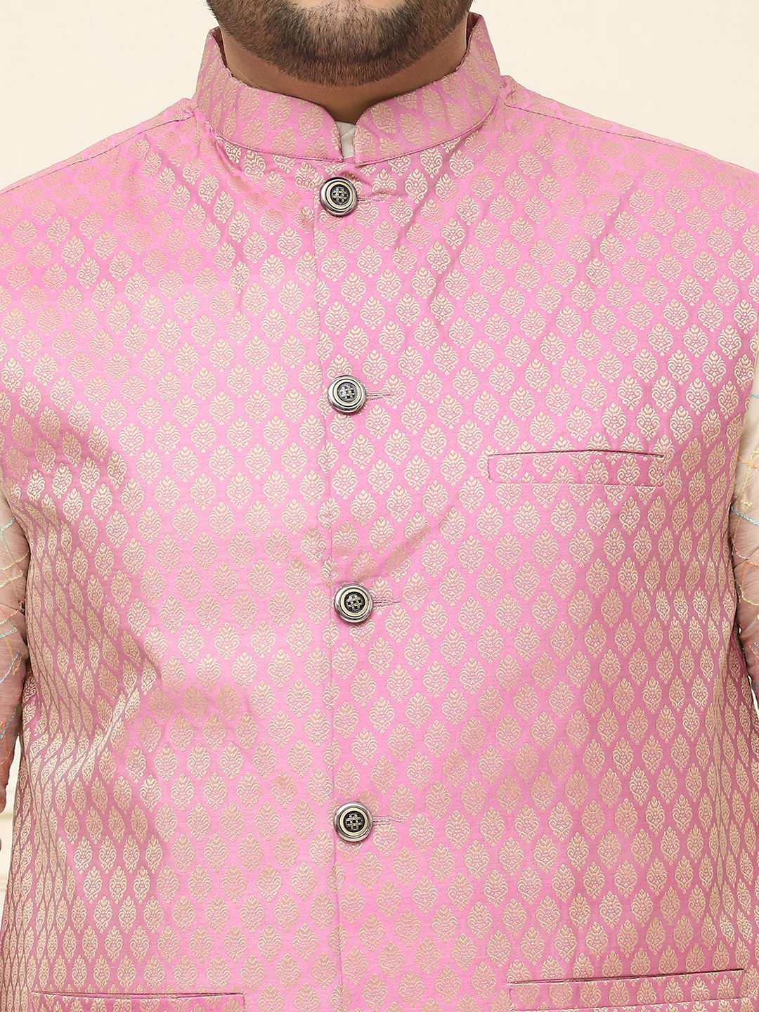 SOJANYA PLUS Men Plus Size Embroidered Mandarin Collar Nehru Jacket