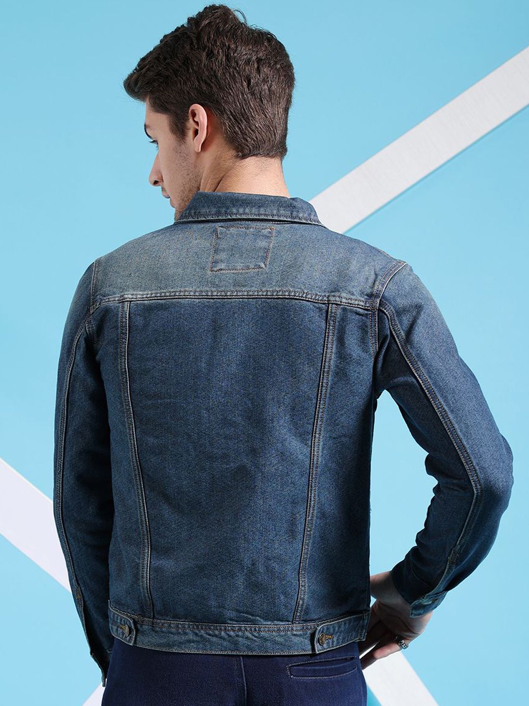 The Indian Garage Co Men Slim Fit Denim Trucker Jacket