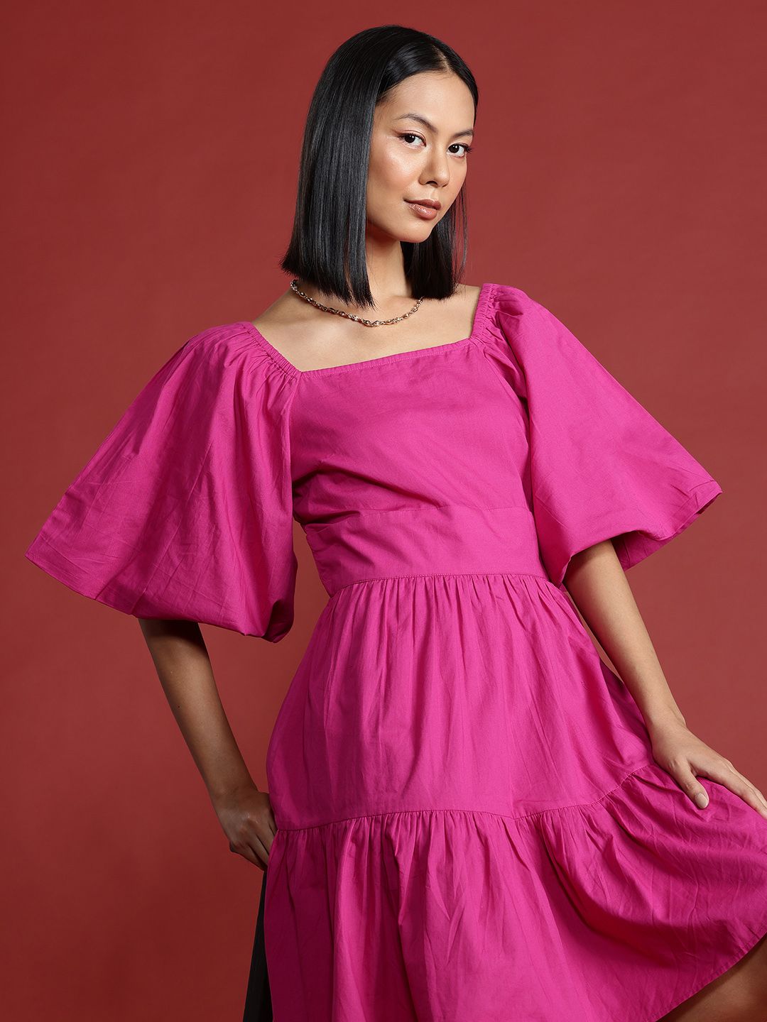 all about you Puff Sleeve Fit & Flare Dress
