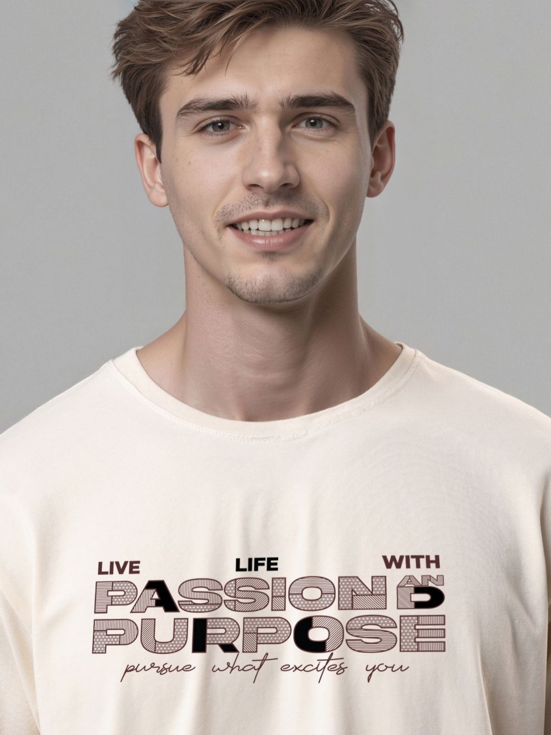 ADRO Men Typography Printed Round Neck Cotton T-shirt