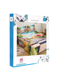 Myntra Elegant Homes Watak Kartun Biru & Hijau Turquoise 400 TC Cadar Tempat Tidur King dengan 2 Sarung Bantal