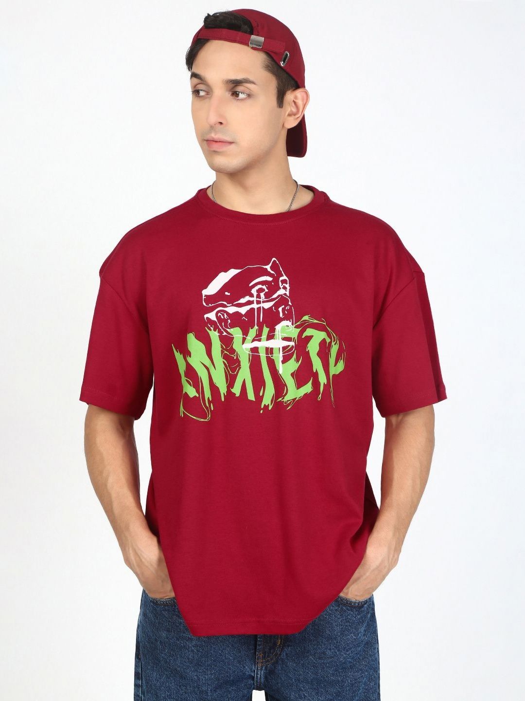 Bene Kleed Men Typography Printed Round Neck Cotton Oversized T-shirt