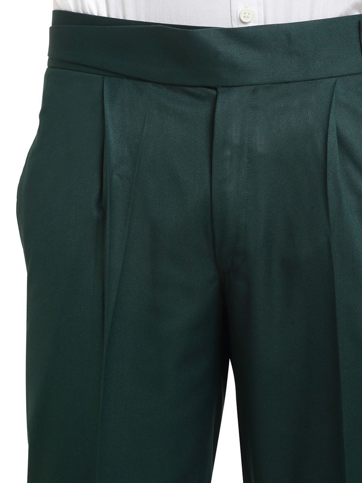 Men's Bottle Green Cotton Rich Solid Slim Fit Formal Gurkha Pants