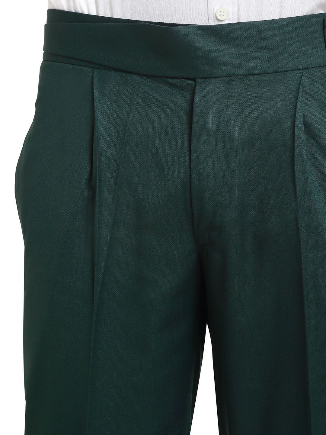 Men's Bottle Green Cotton Rich Solid Slim Fit Formal Gurkha Pants