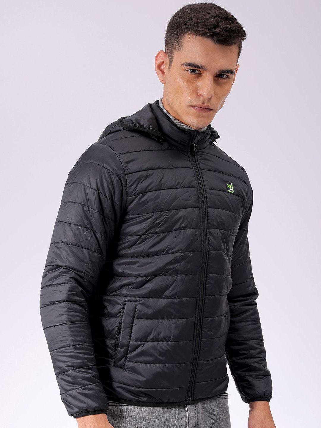 The Indian Garage Co Men Zip-Front Puffer Jacket with Detachable Hood
