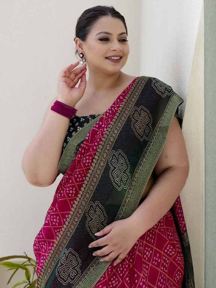 KALINI Bandhani Poly Chiffon Saree