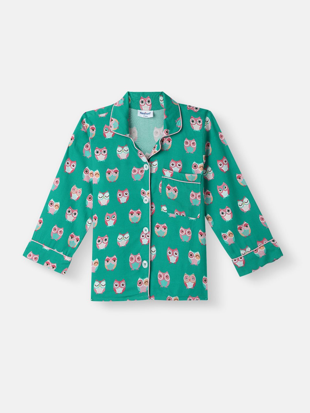 Nauti Nati Boys Owl Print Chest Pocket Shirt and Pyjama Set
