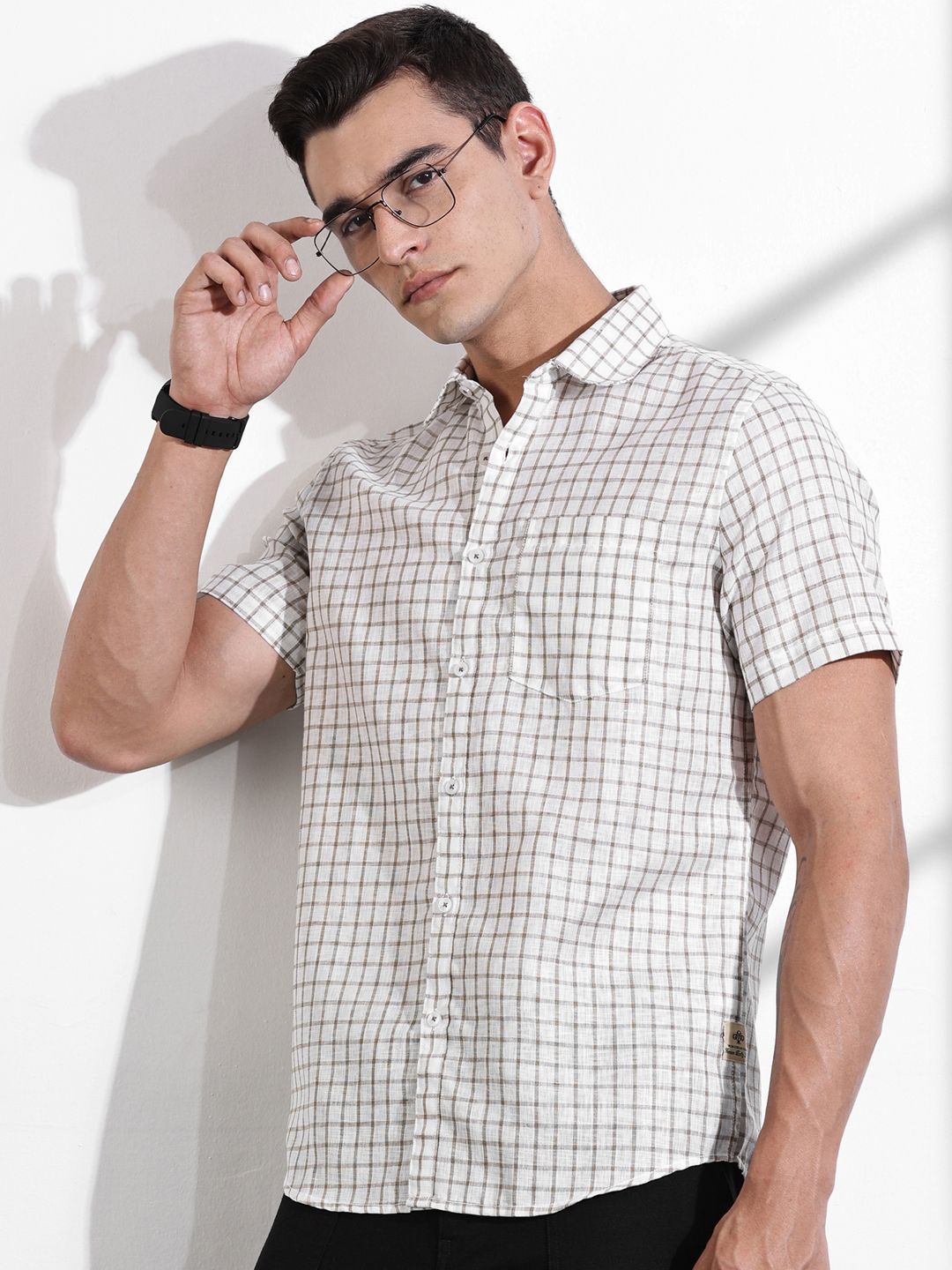 Thomas Scott Men Premium Slim Fit Gingham Checks Opaque Checked Casual Shirt