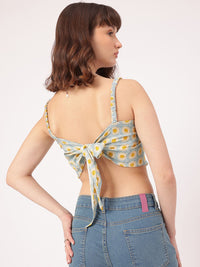 DressBerry Color Pop Petals Bow Detail Scarf Hem Crop Top