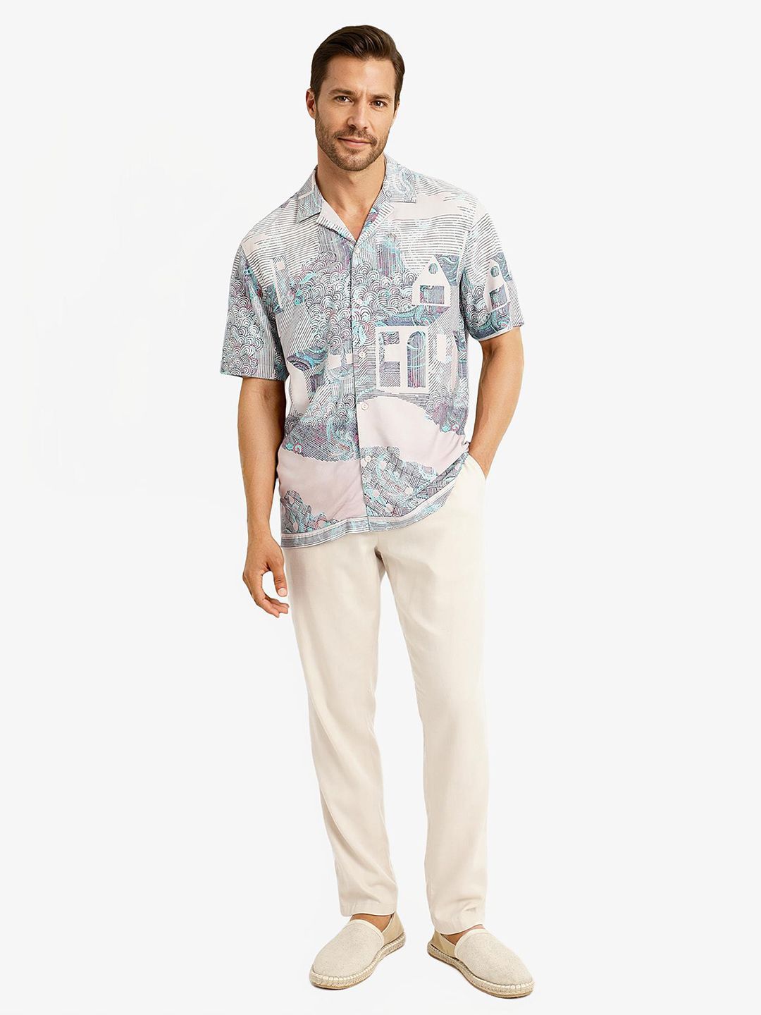 RARE RABBIT Men Comfort Abstract Printed Boxy Casual Shirt