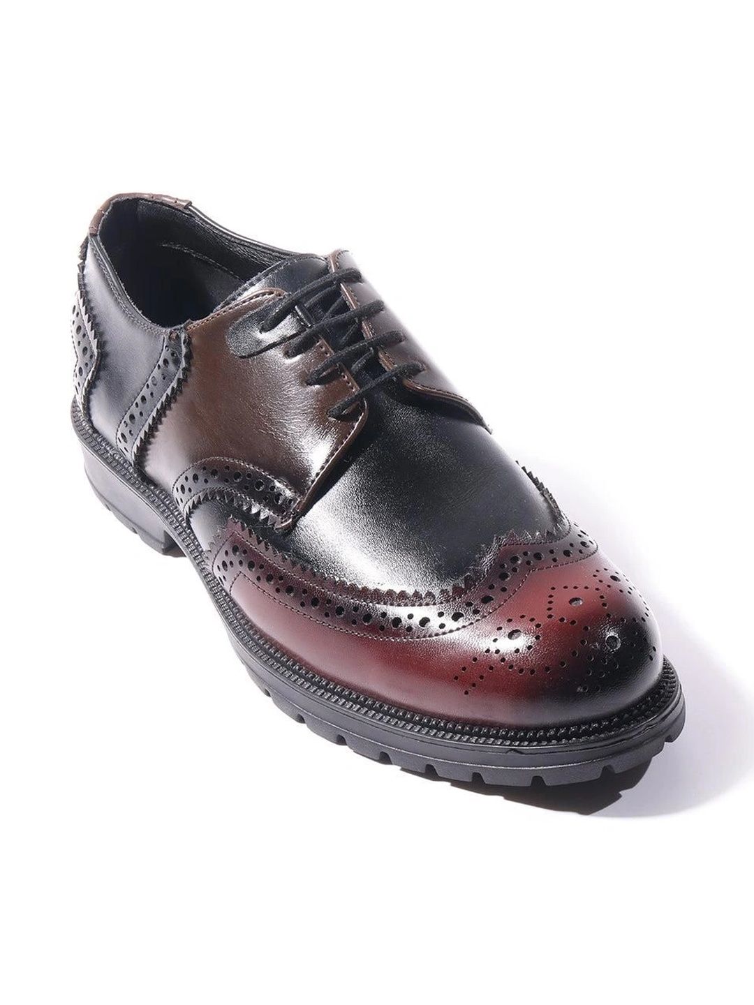 MONKSTORY Black & Brown Atelier 1900 Wingtip Tricolor Brogue Lace-Ups