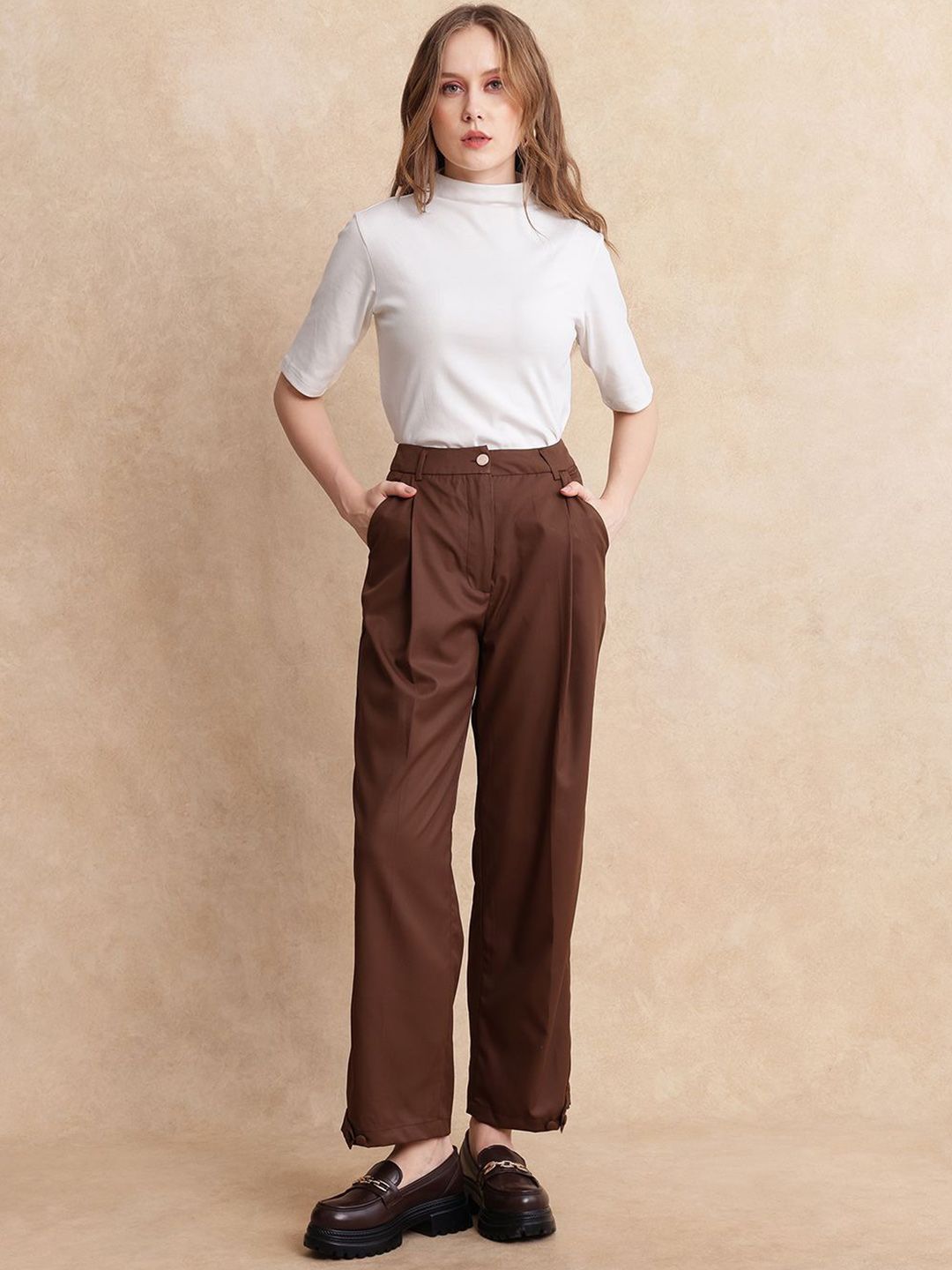 RAREISM Women Tailored Flared High-Rise Trouser