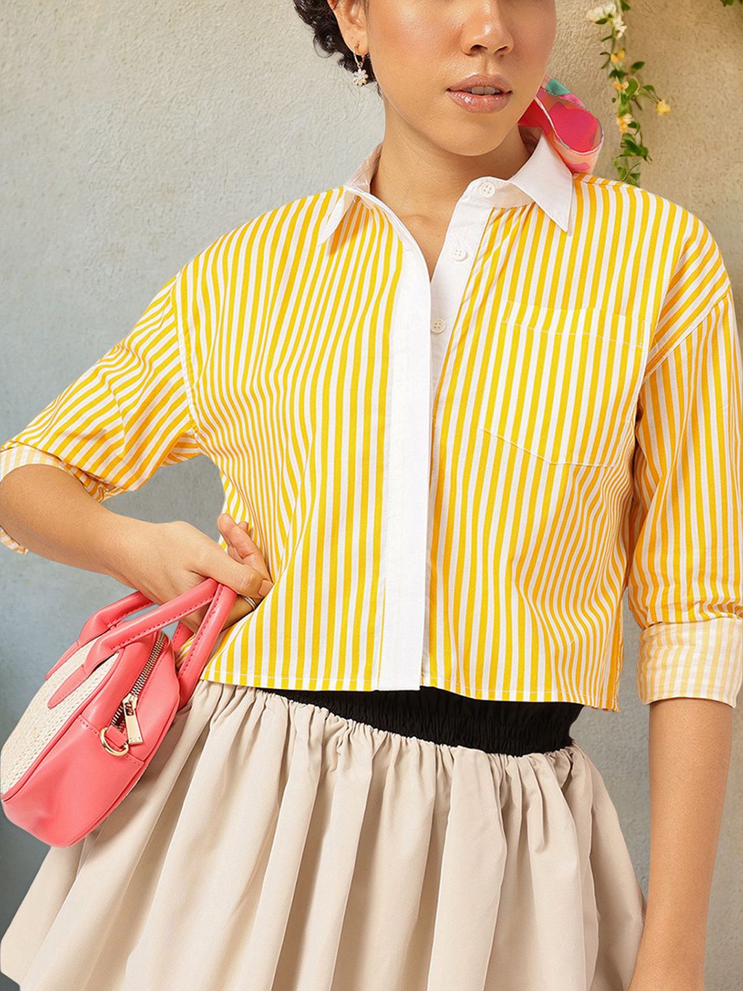 DressBerry Summer Stripes Cutesy Crop Shirt
