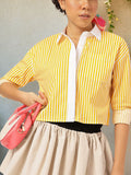 DressBerry Summer Stripes Cutesy Crop Shirt