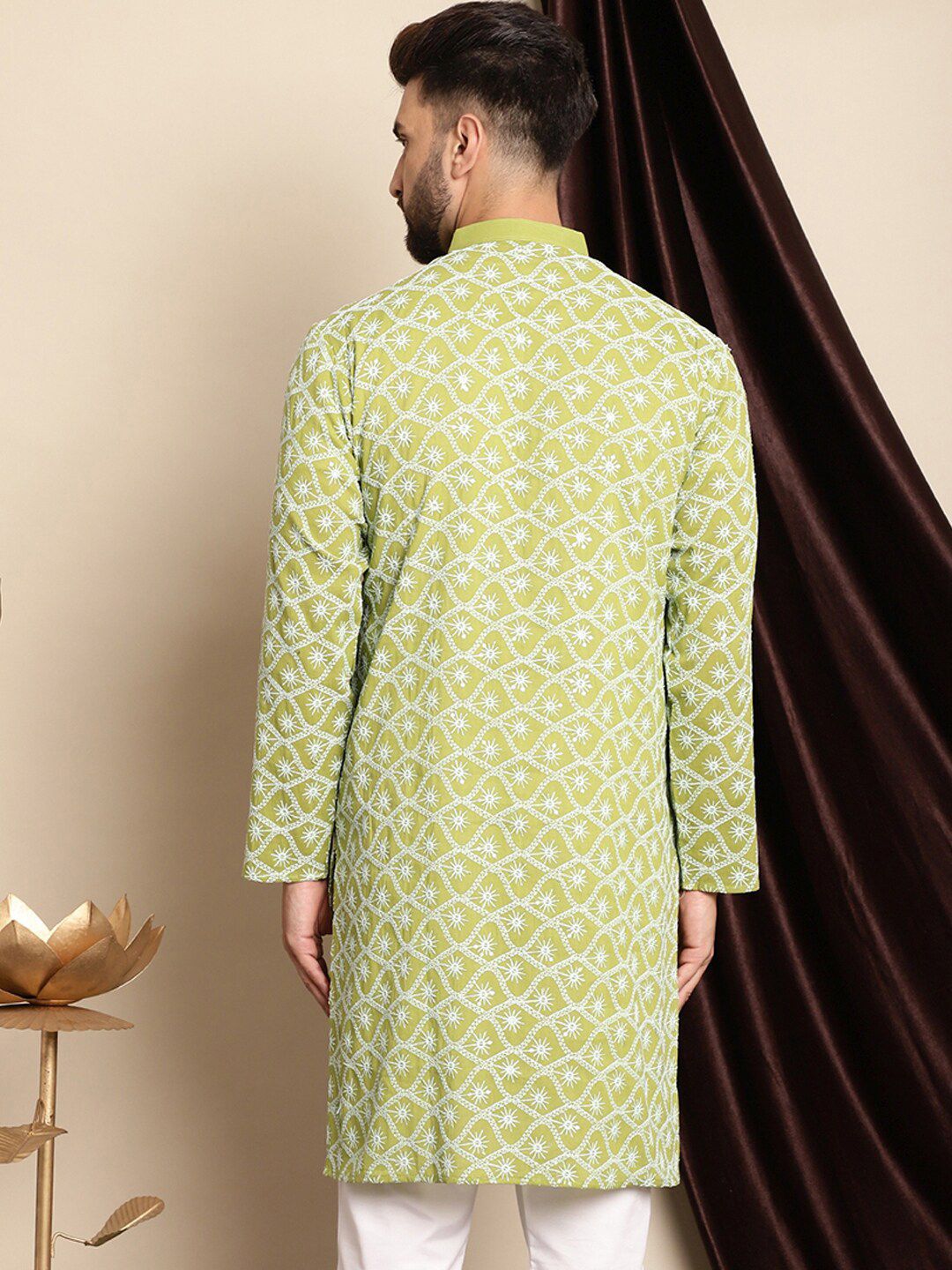 Anouk Men Green Thread Work Kurta