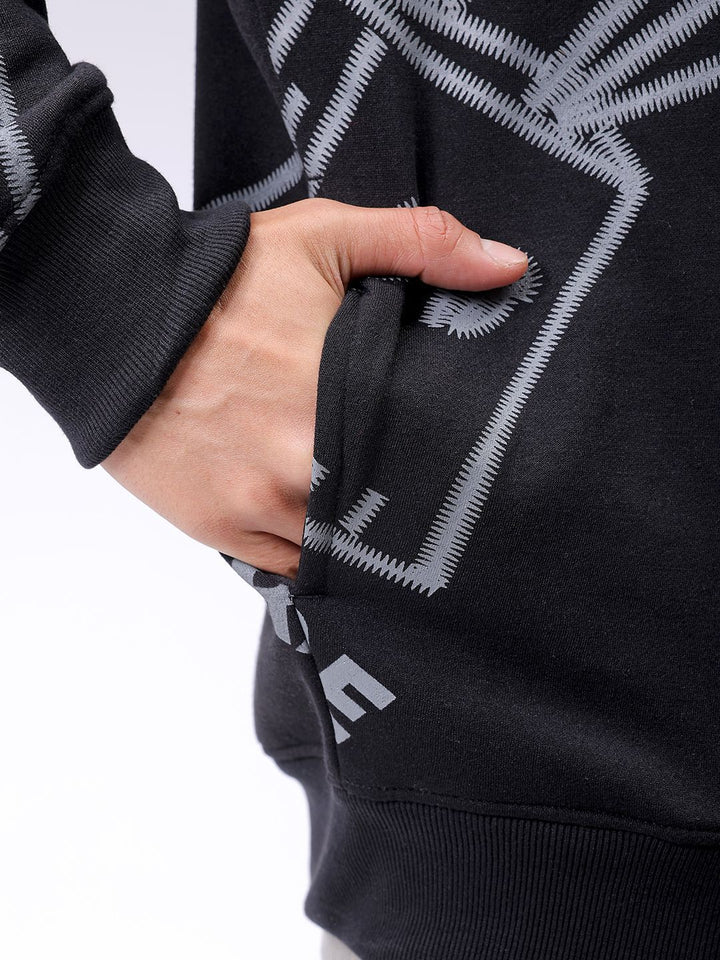 Garage India Co Mens Black Overhead Overhead-Crewneck Sweatshirts