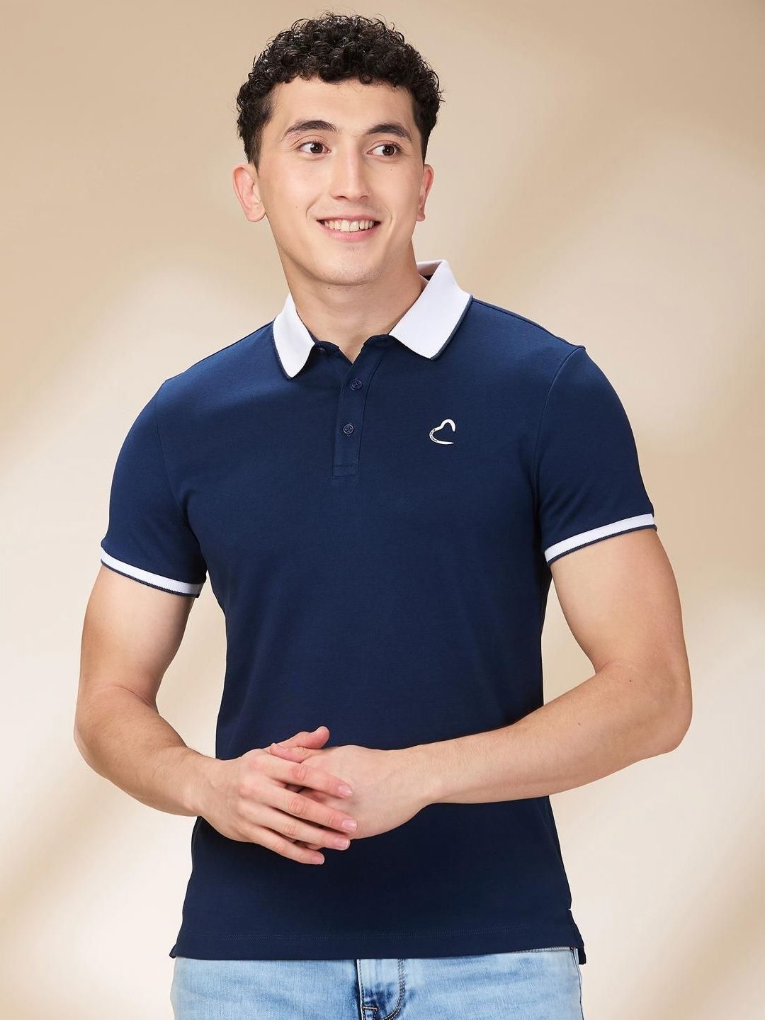 Being Human Men Solid Polo Collar Cotton Slim Fit T-shirt