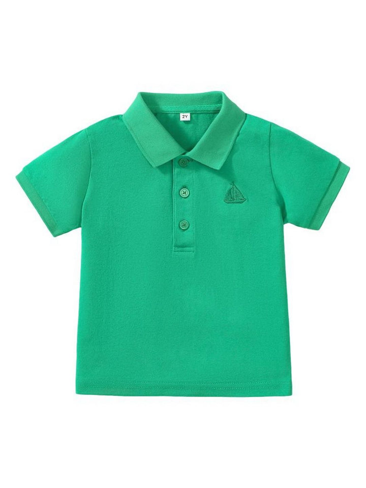 YK Boys Polo Collar Applique T-shirt