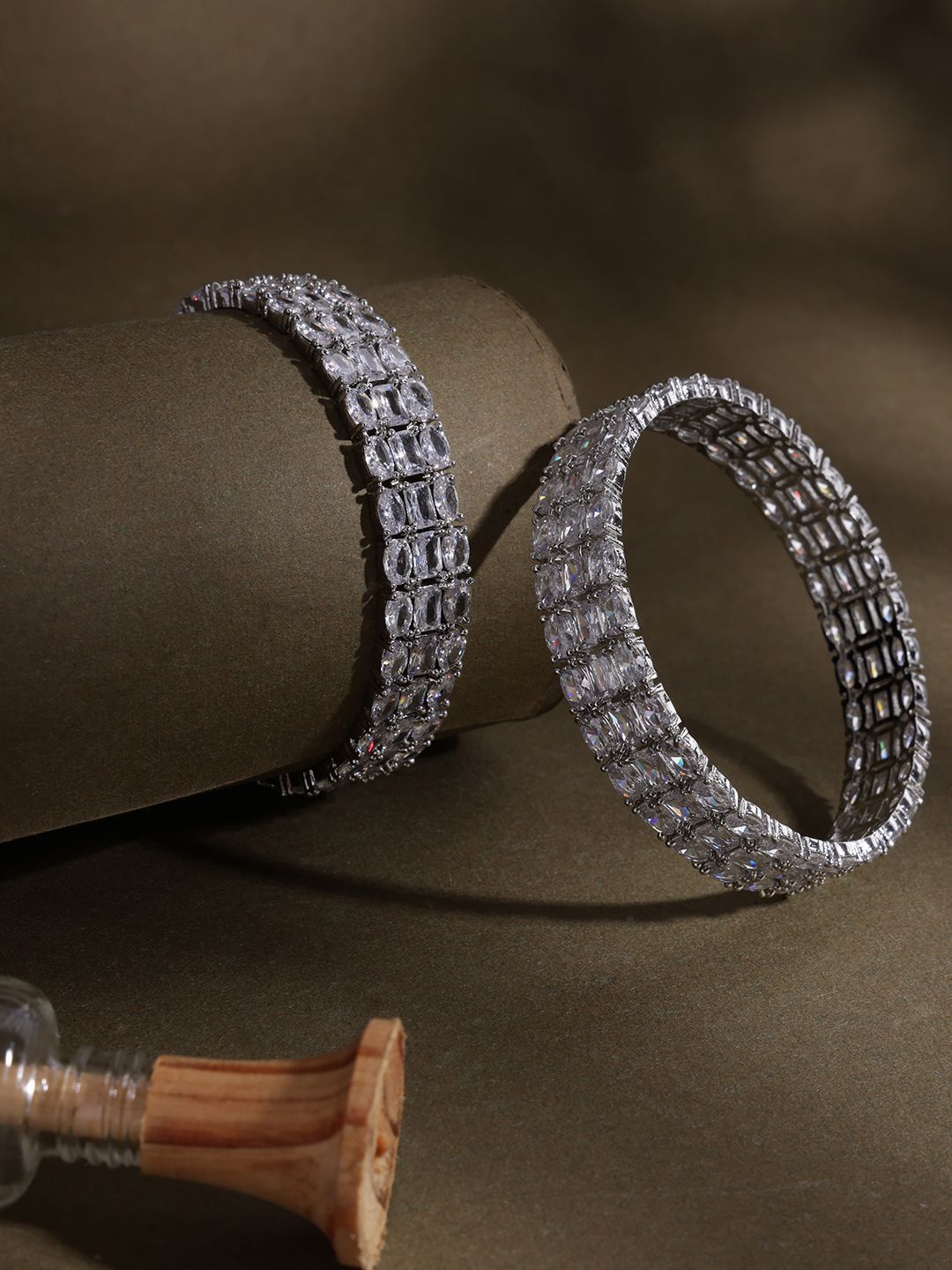 Set Anouk 2 Gelang Bertampal Berlian Amerika Bersalut Rhodium