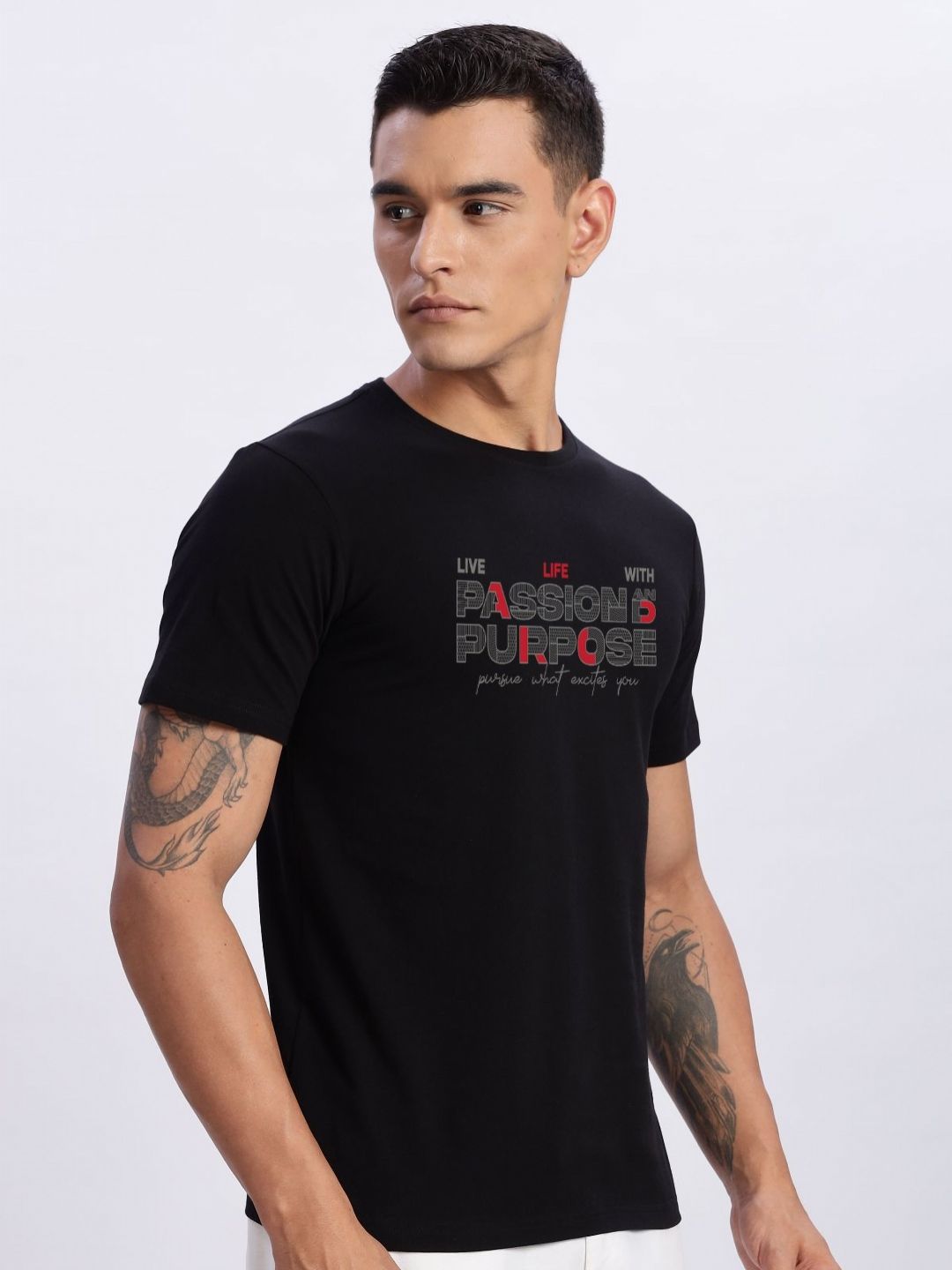 ADRO Men Typography Printed Round Neck Cotton T-shirt