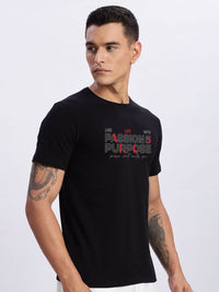 ADRO Men Typography Printed Round Neck Cotton T-shirt
