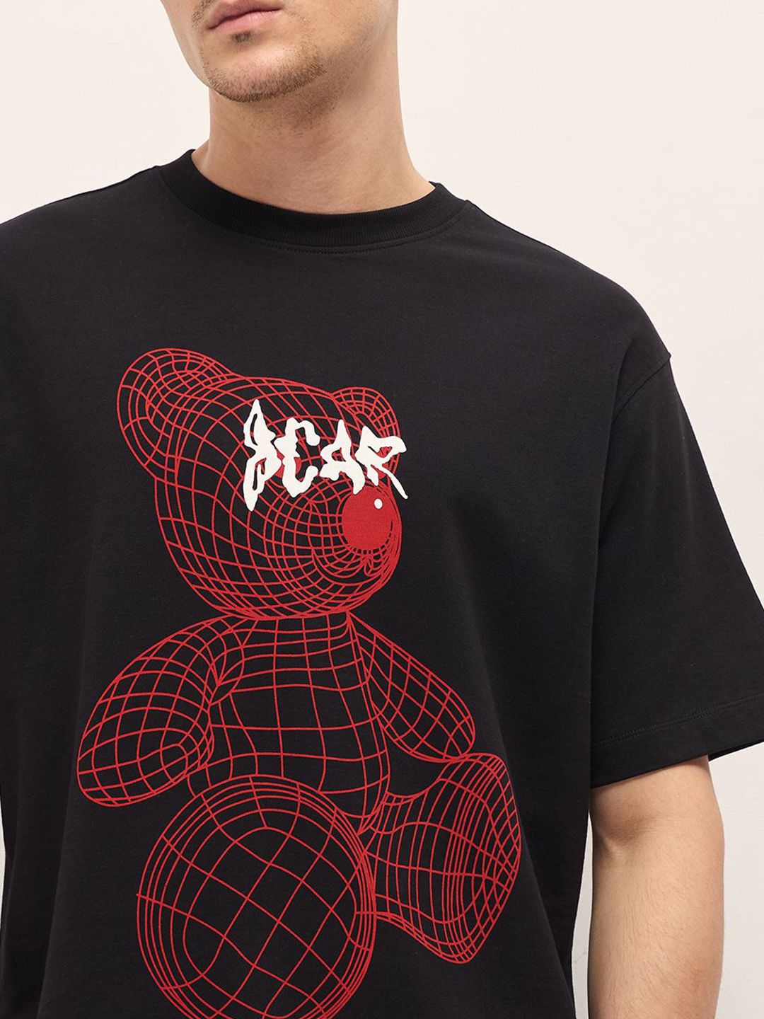 THE BEAR HOUSE Men Graphic Printed Round Neck Cotton T-shirt