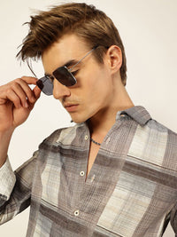 Thomas Scott Men Premium Slim Fit Tartan Checks Opaque Checked Casual Shirt
