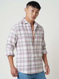 VASTRADO Men Classic Spread Collar Checked Cotton Slim Fit Casual Shirt