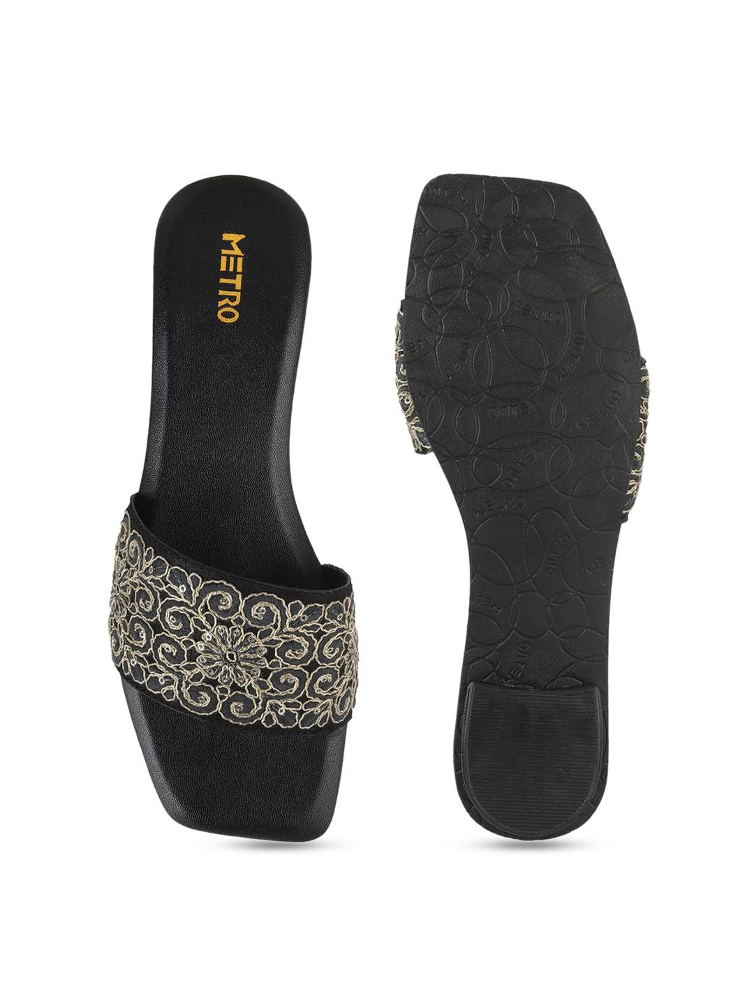 Metro Woven Design Block Heel Sandals