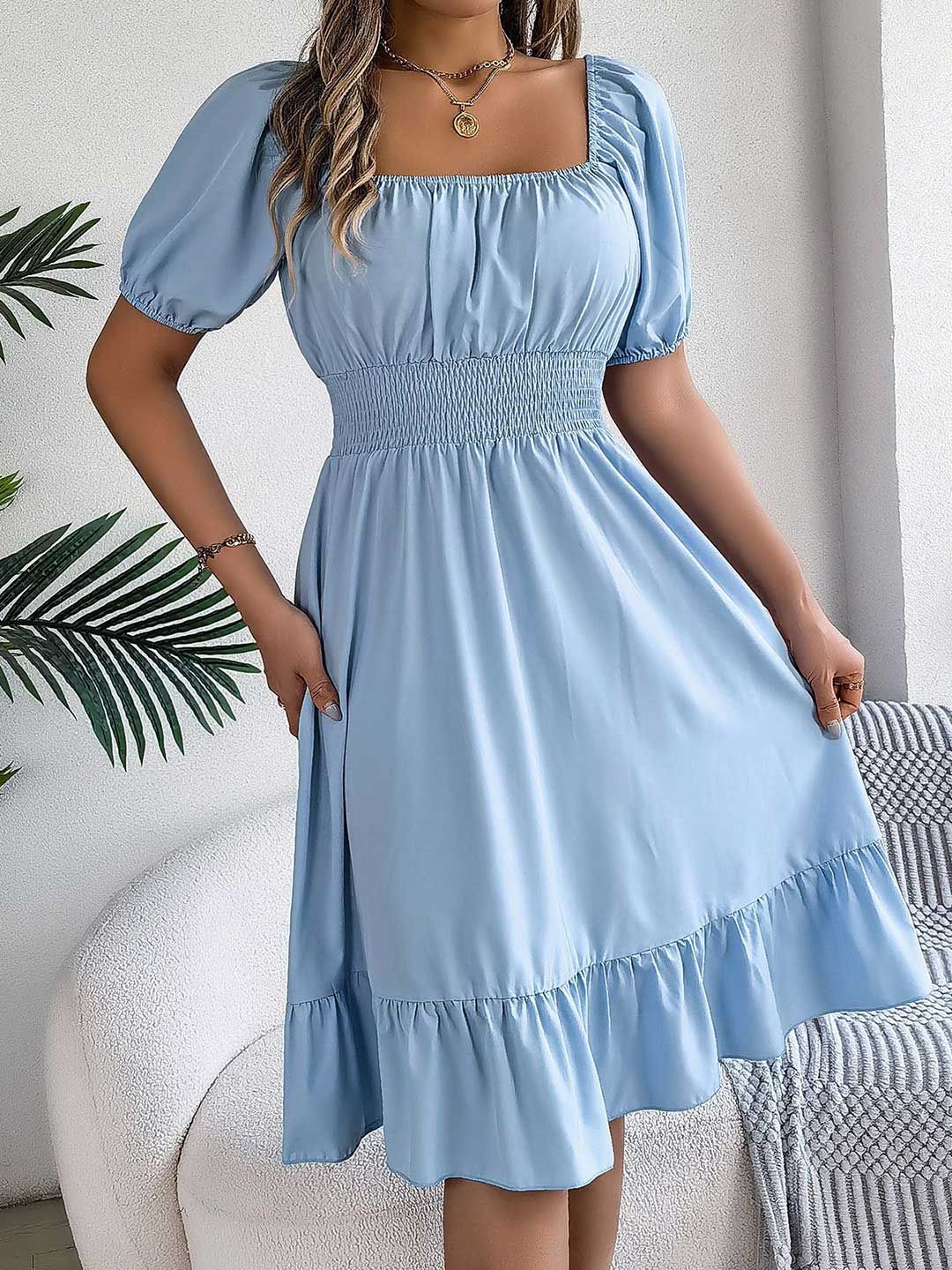 DressBerry Women Solid Fit & Flare Dress