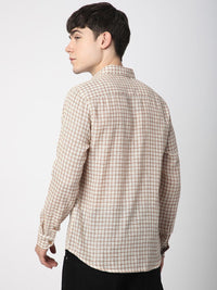 VASTRADO Men Classic Fit Spread Collar Checked Cotton Casual Shirt