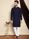 Anouk Embroidered Sequinned Mandarin Collar Pure Cotton Kurta With Churidar