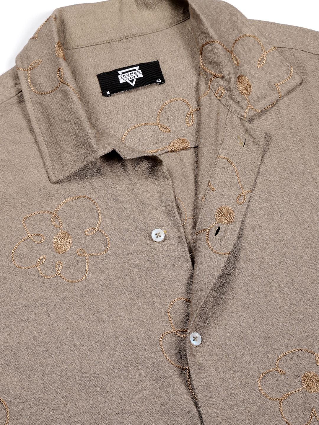 Thomas Scott Men Embroidered Regular Fit Casual Shirt