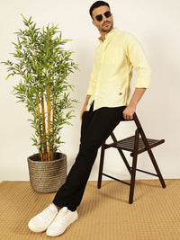 Thomas Scott Men Premium Button-Down Collar Solid Pure Cotton Slim Fit Casual Shirt