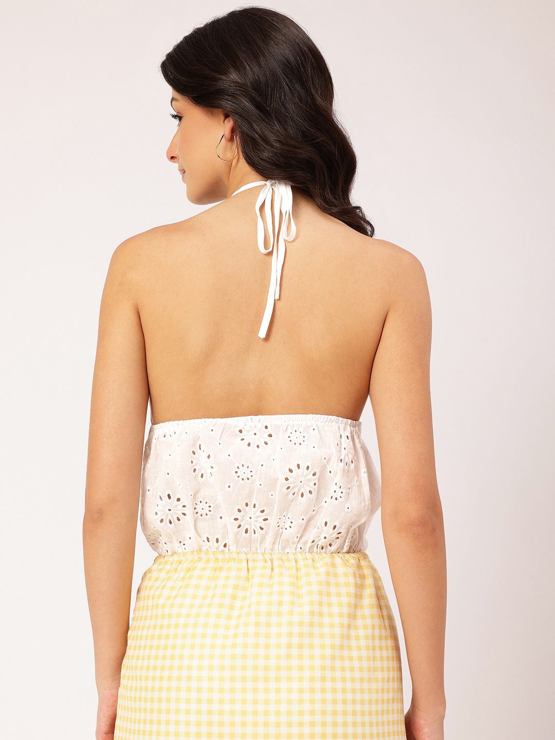 DressBerry Princess Perfect Schiffli Lace Halter Neck Bodysuit